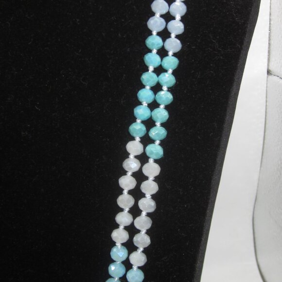 Long Blue Glass Necklace - Picture 2 of 3